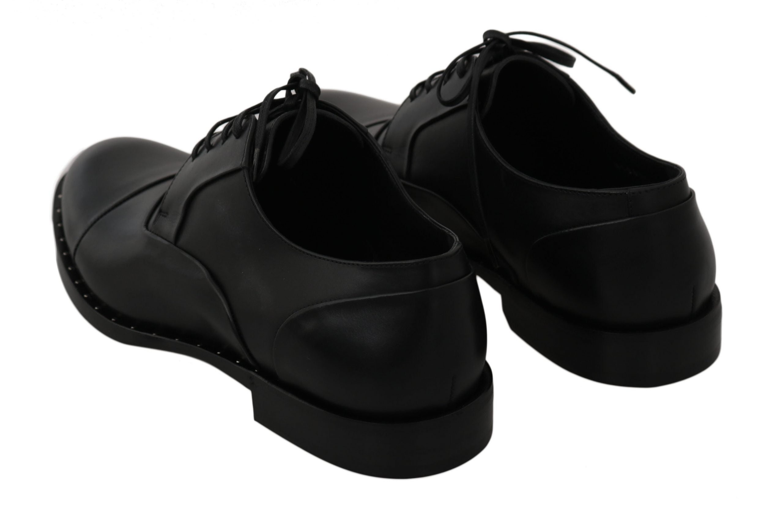 Dolce & Gabbana Black Leather Derby Formal Shoes - Whispers Of Wisdom Clothing