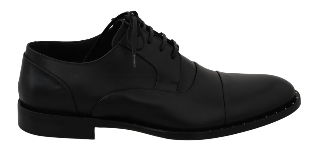 Dolce & Gabbana Black Leather Derby Formal Shoes - Whispers Of Wisdom Clothing
