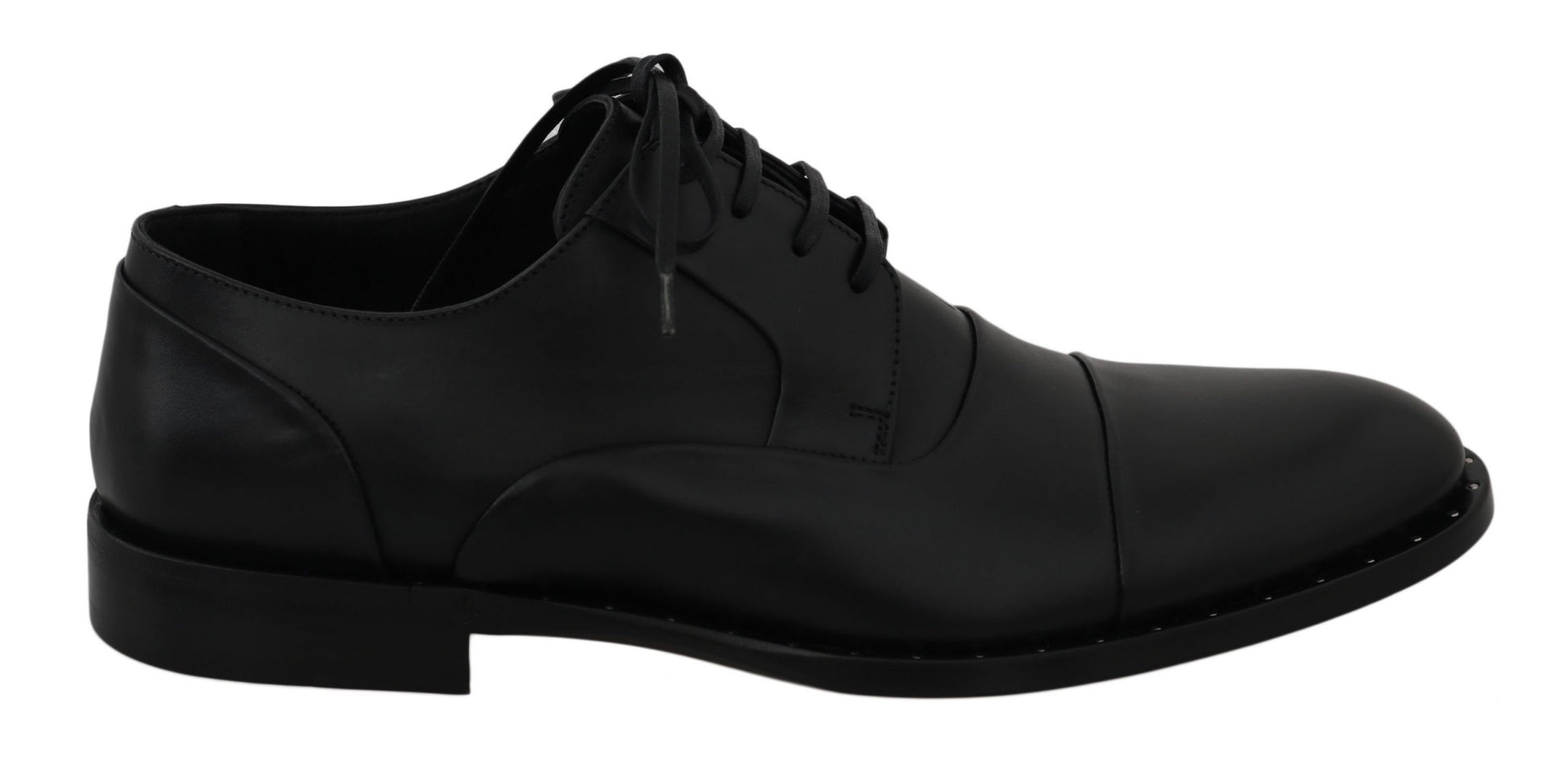 Dolce & Gabbana Black Leather Derby Formal Shoes - Whispers Of Wisdom Clothing