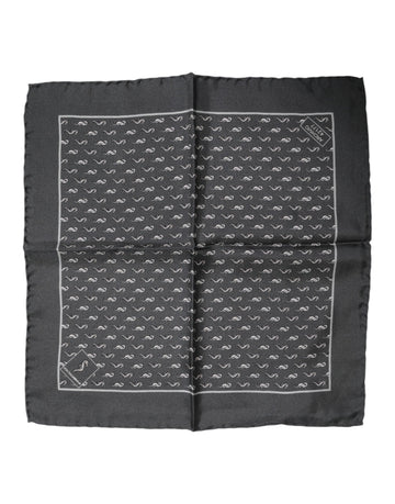 Dolce & Gabbana Black Fish Print Silk Square Men Foulard Scarf