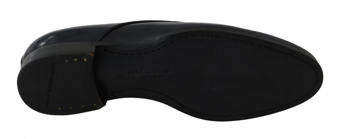 Dolce & Gabbana Blue Leather Dress Derby Formal Mens Shoes - Whispers Of Wisdom Clothing