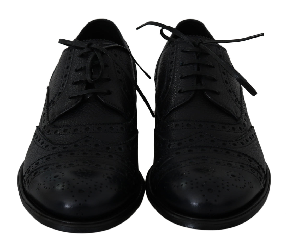 Dolce & Gabbana Blue Leather Wingtip Oxford Dress  Shoes - Whispers Of Wisdom Clothing