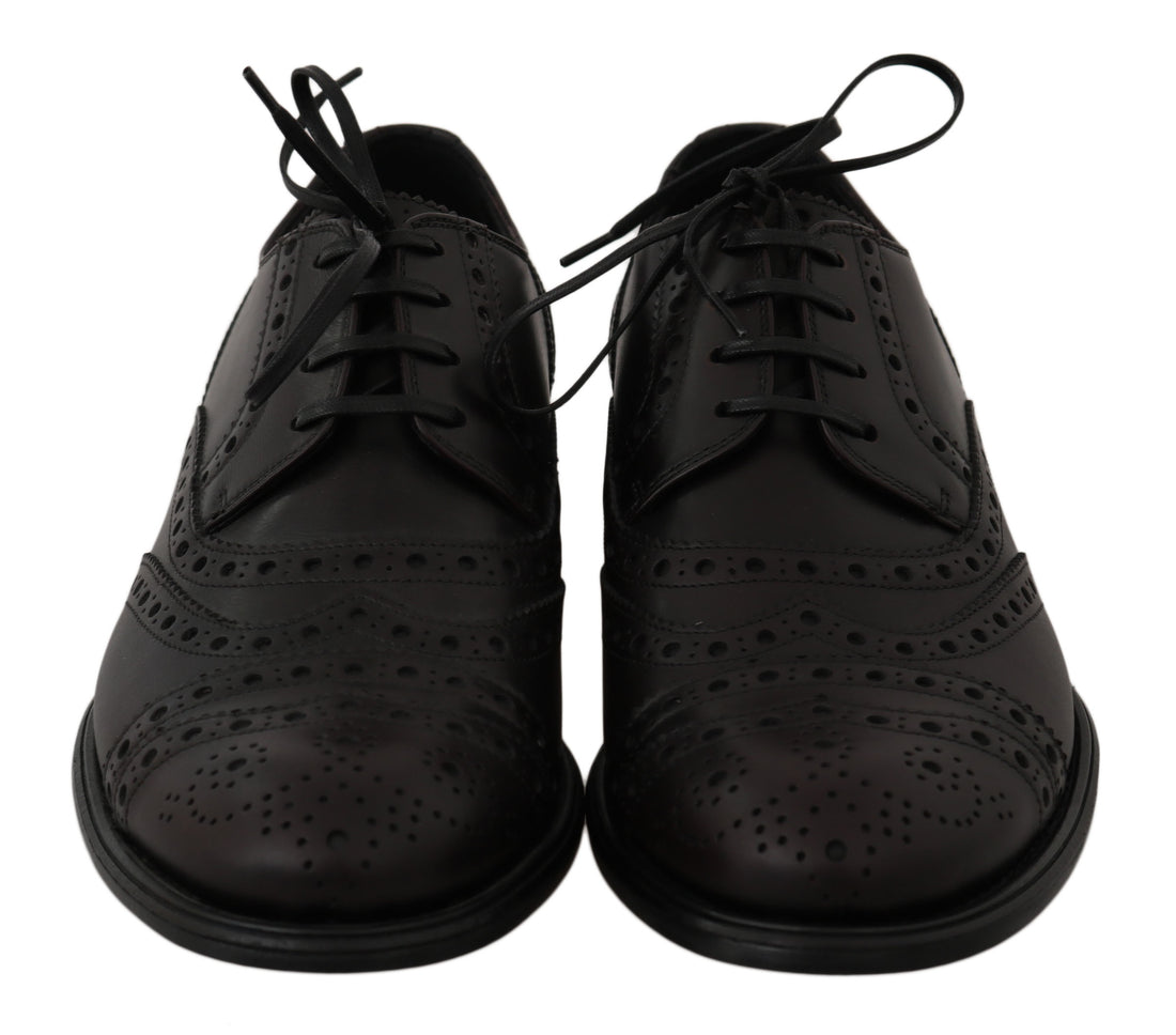 Dolce & Gabbana Black Leather Wingtip Oxford Dress  Shoes - Whispers Of Wisdom Clothing