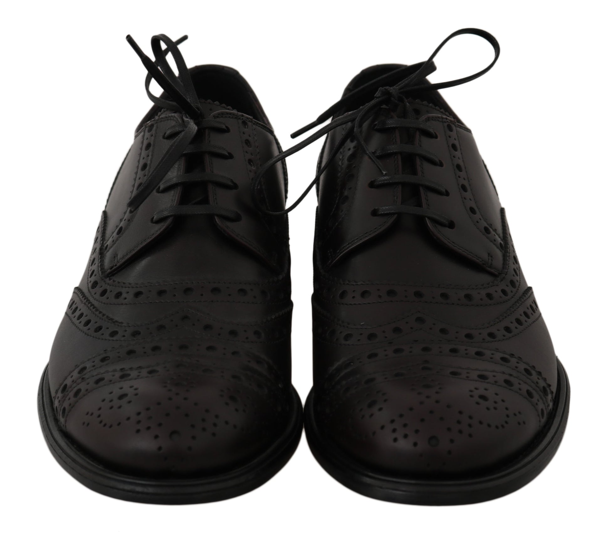 Dolce & Gabbana Black Leather Wingtip Oxford Dress  Shoes - Whispers Of Wisdom Clothing