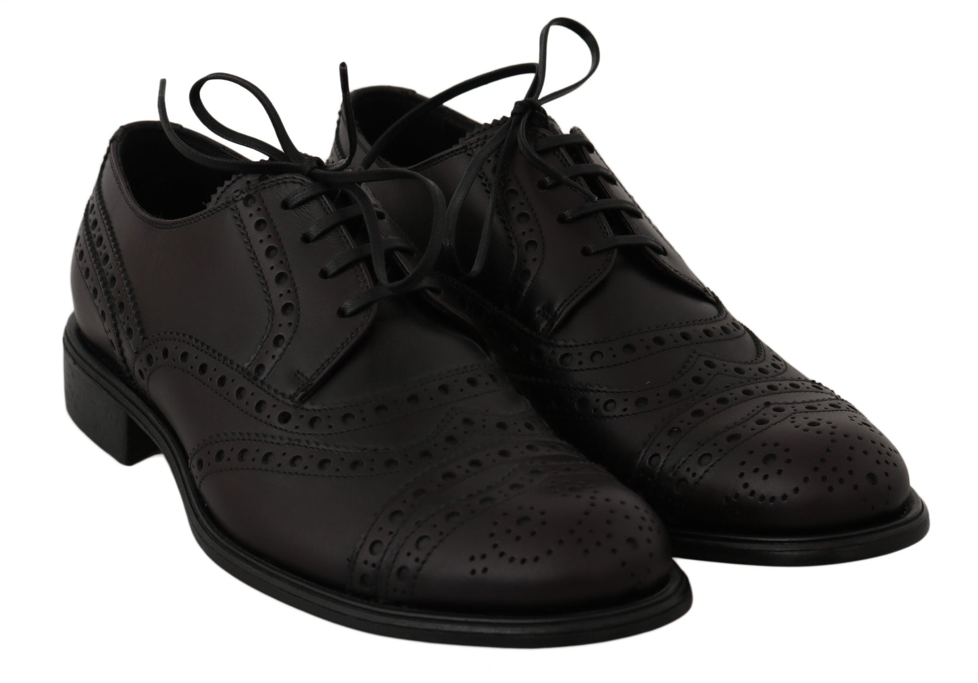 Dolce & Gabbana Black Leather Wingtip Oxford Dress  Shoes - Whispers Of Wisdom Clothing