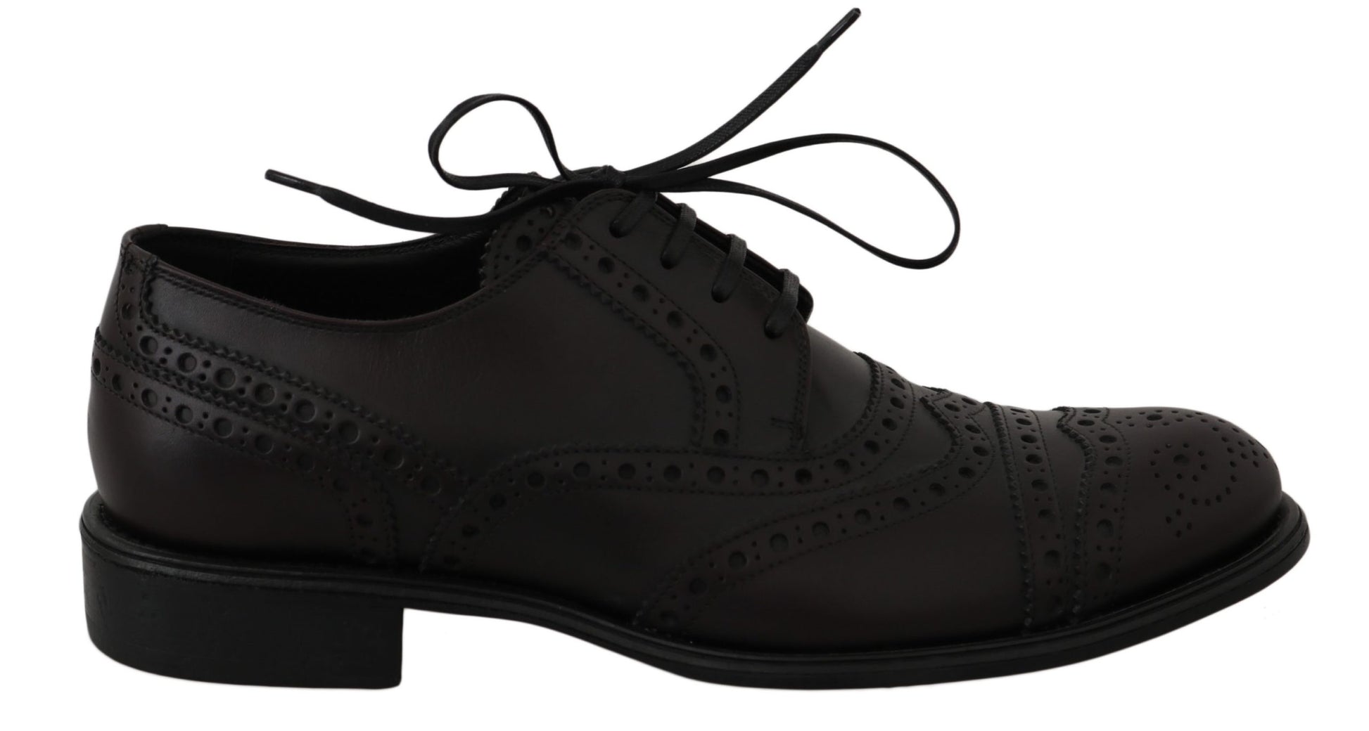 Dolce & Gabbana Black Leather Wingtip Oxford Dress  Shoes - Whispers Of Wisdom Clothing
