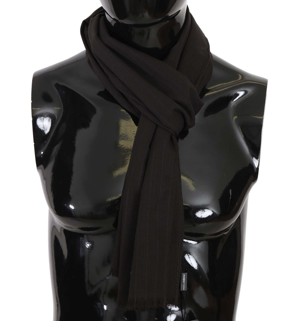 Dolce & Gabbana Dark Gray Virgin Wool Striped Pattern Wrap Scarf - Whispers Of Wisdom Clothing