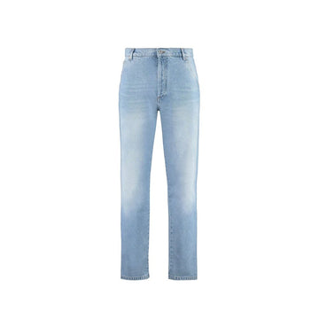 Balmain Blue Cotton Cropped Jeans
