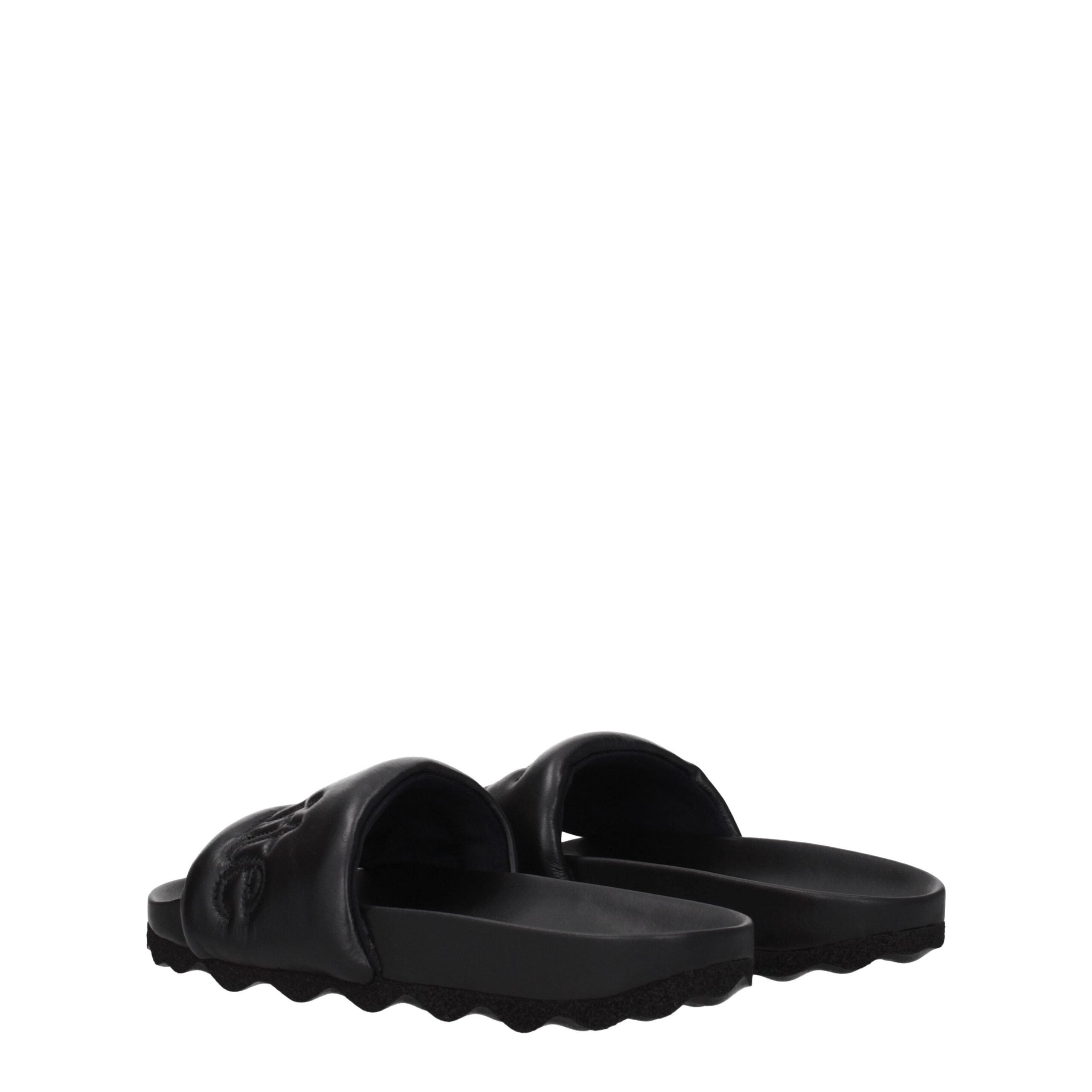 Off-White Black Leather Slippers