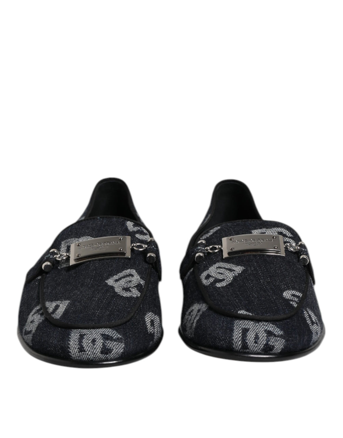 Dolce & Gabbana Blue Logo Cotton Loafers Formal Dress Shoes