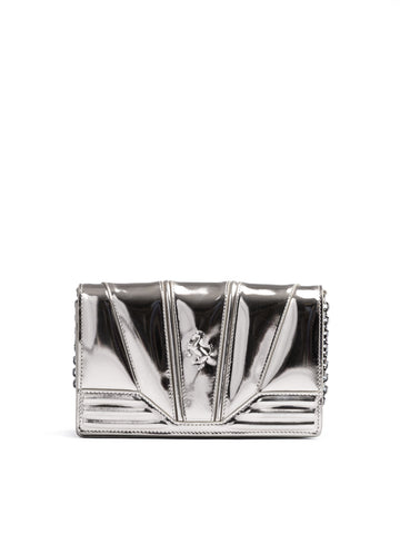 Ferrari Metal Silver GT patent leather bag with chain