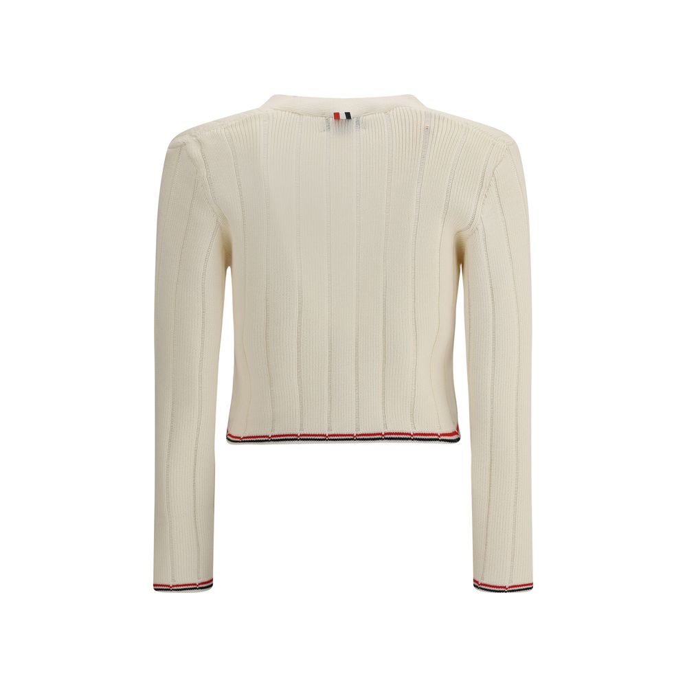 Thom Browne Cream Fleece Wool Cardigan