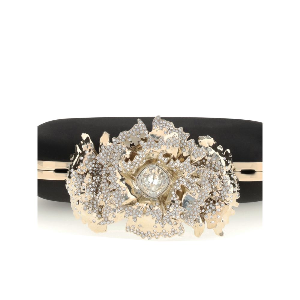 Alexander McQueen Black Silk Clutch Bag