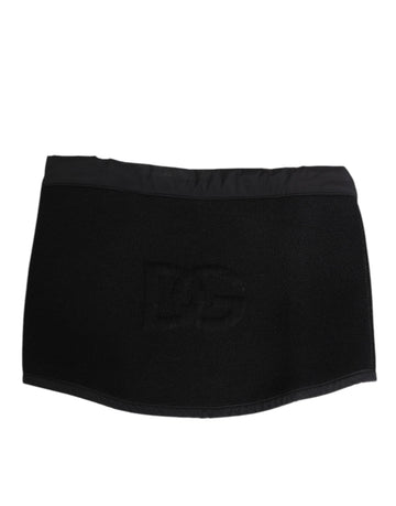 Dolce & Gabbana Black Lace Stole Knitted DG Logo Men One Size Scarf