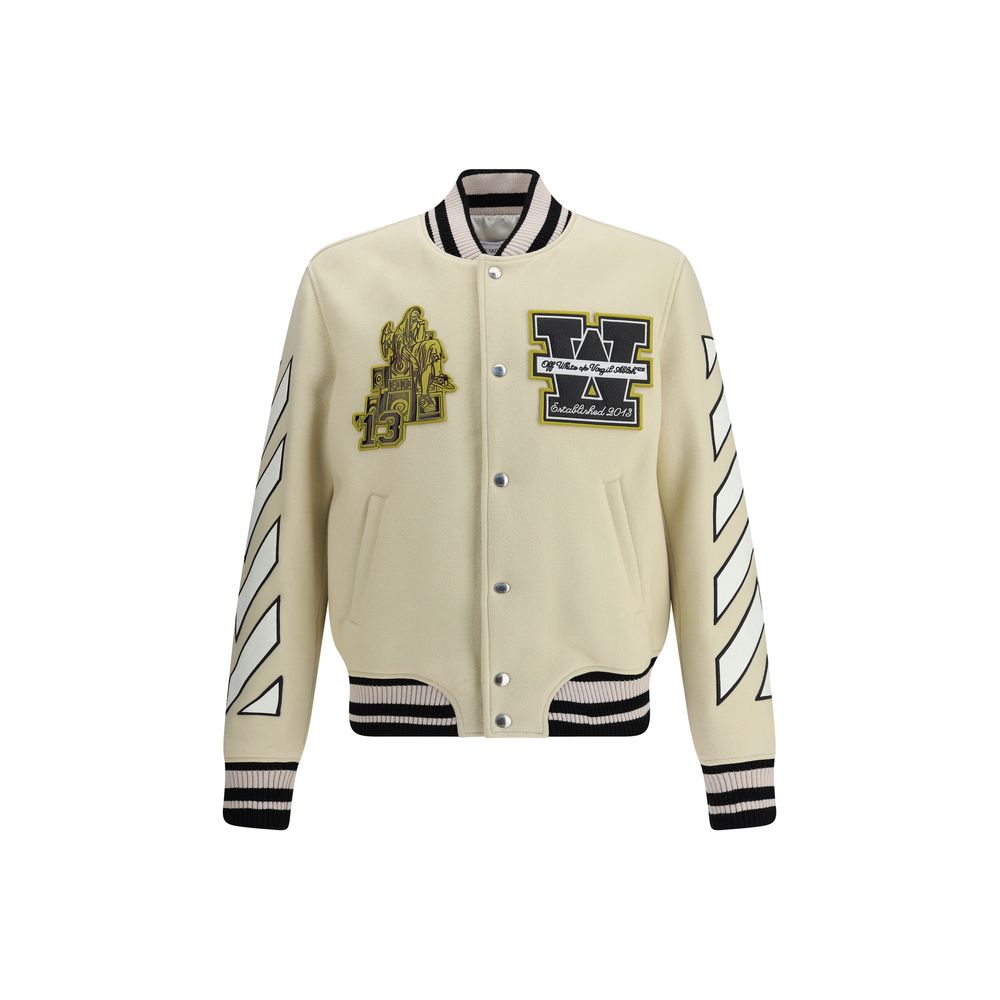 Off-White Cream Polyamide Bomber