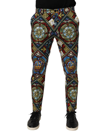 Dolce & Gabbana Multicolor Stained Glass Window Style Print Men Pants