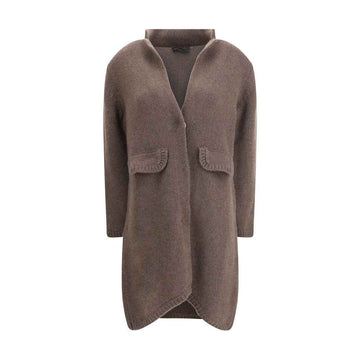 Ella Semi-long Sweater with a front hook-and-eye closure