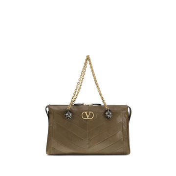 Valentino Garavani Brown Calf Leather Bos Taurus Shoulder Bag