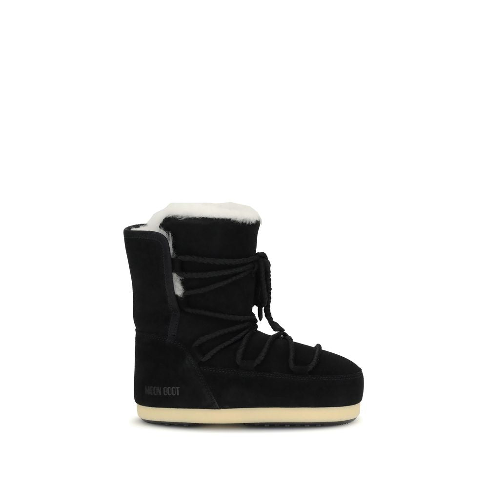 Moon Boot Black Leather Ankle Boots
