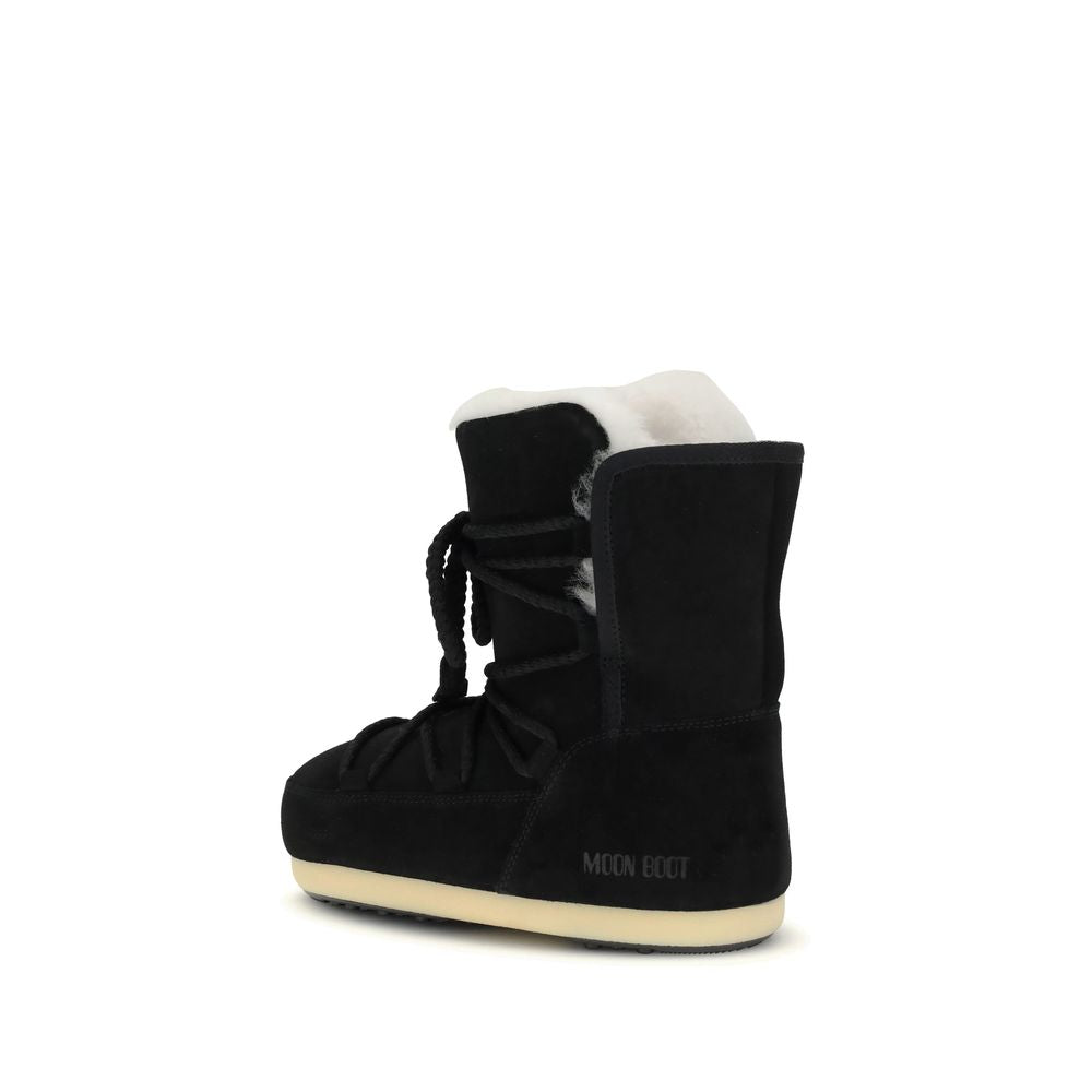 Moon Boot Black Leather Ankle Boots
