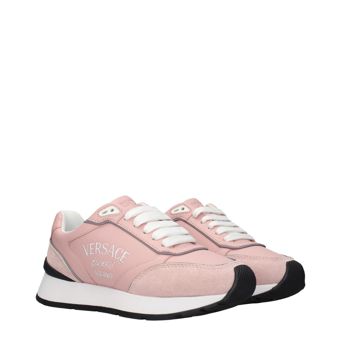 Versace Pink Leather Low Top Sneakers