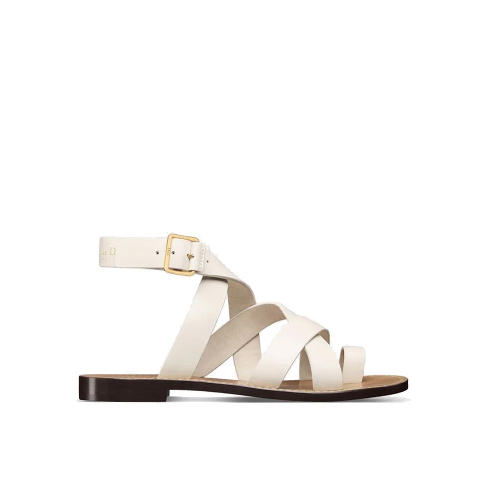 Dior White Calfskin Strap-On Sandals