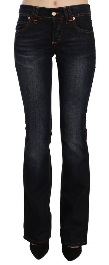 John Galliano Blue Washed Mid Waist Regular Leg Boot Cut Denim Jeans
