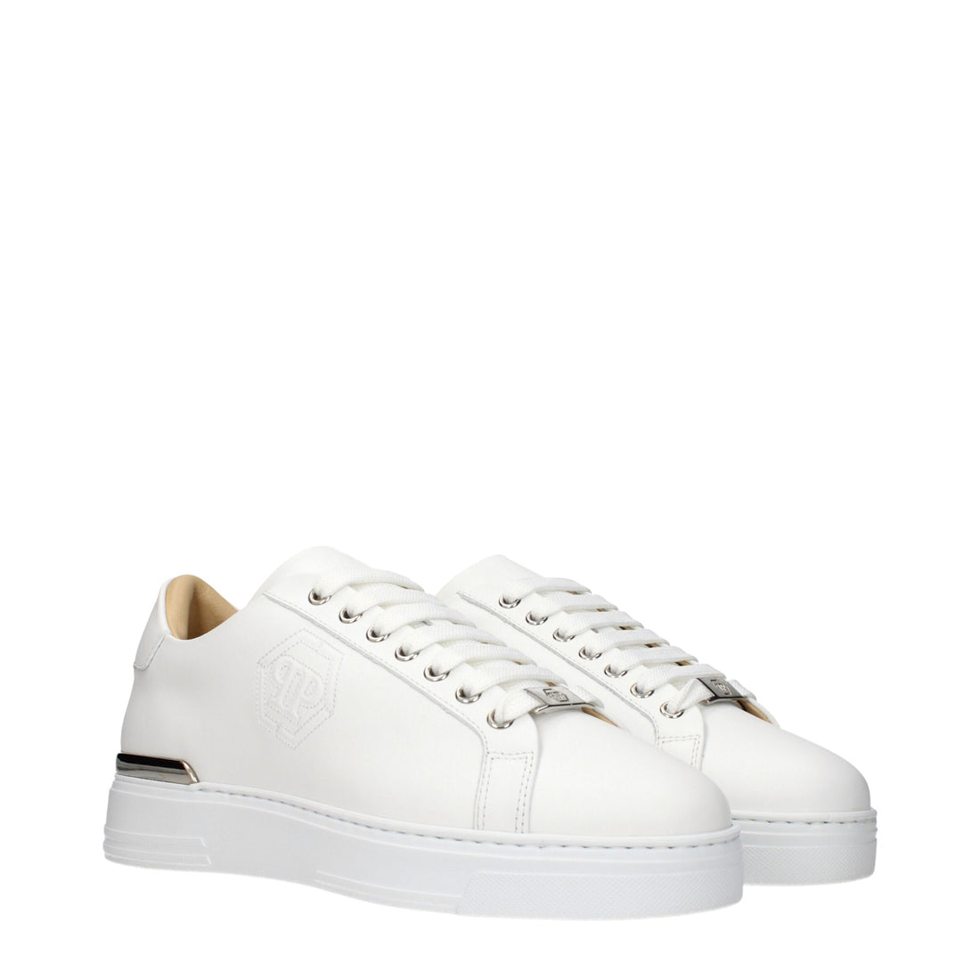 Philipp Plein White Leather Low Top Sneakers