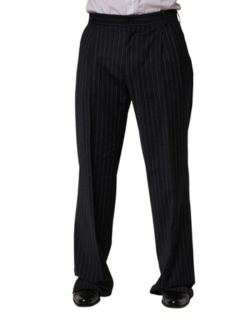 Dolce & Gabbana Black Stripe Straight Men Dress Trouser Pants