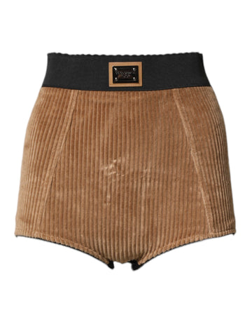 Dolce & Gabbana Brown Cotton High Waisted Hot Pants Shorts