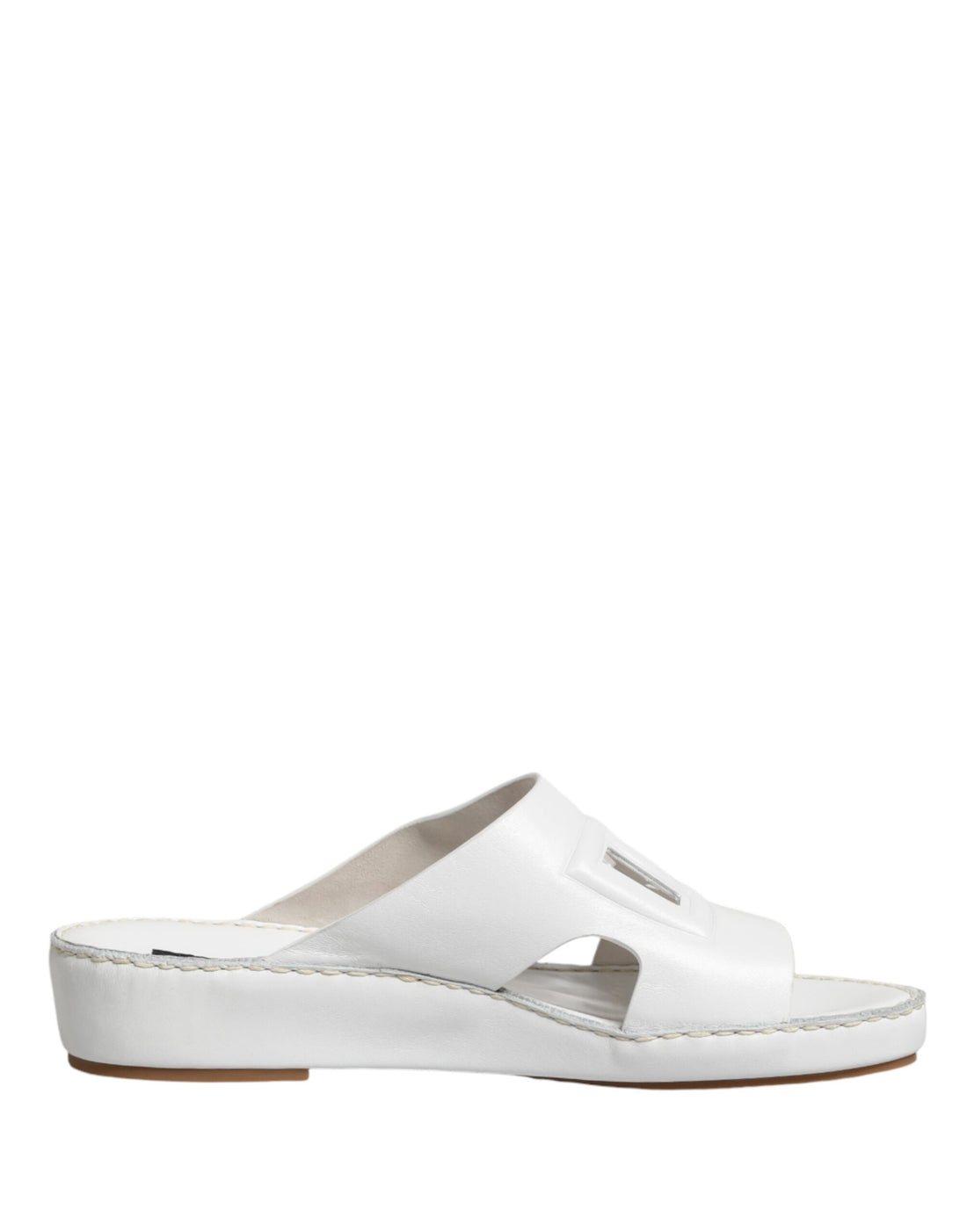 Dolce & Gabbana White DG Cutout Slides Slippers Flats Shoes