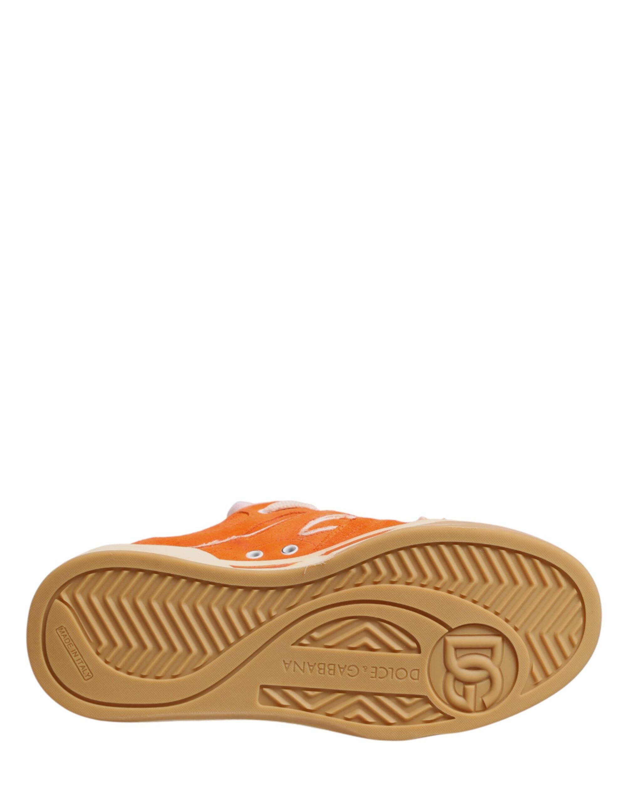 Dolce & Gabbana Orange Suede New Roma Low Top Sneakers Shoes