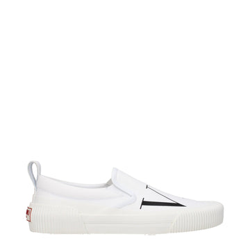 Valentino Garavani White Fabric Slip-On Loafers