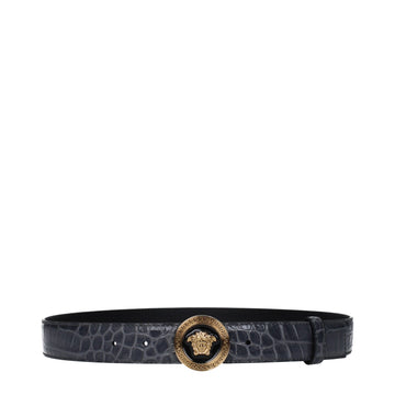 Versace Gray Leather Regular Belt