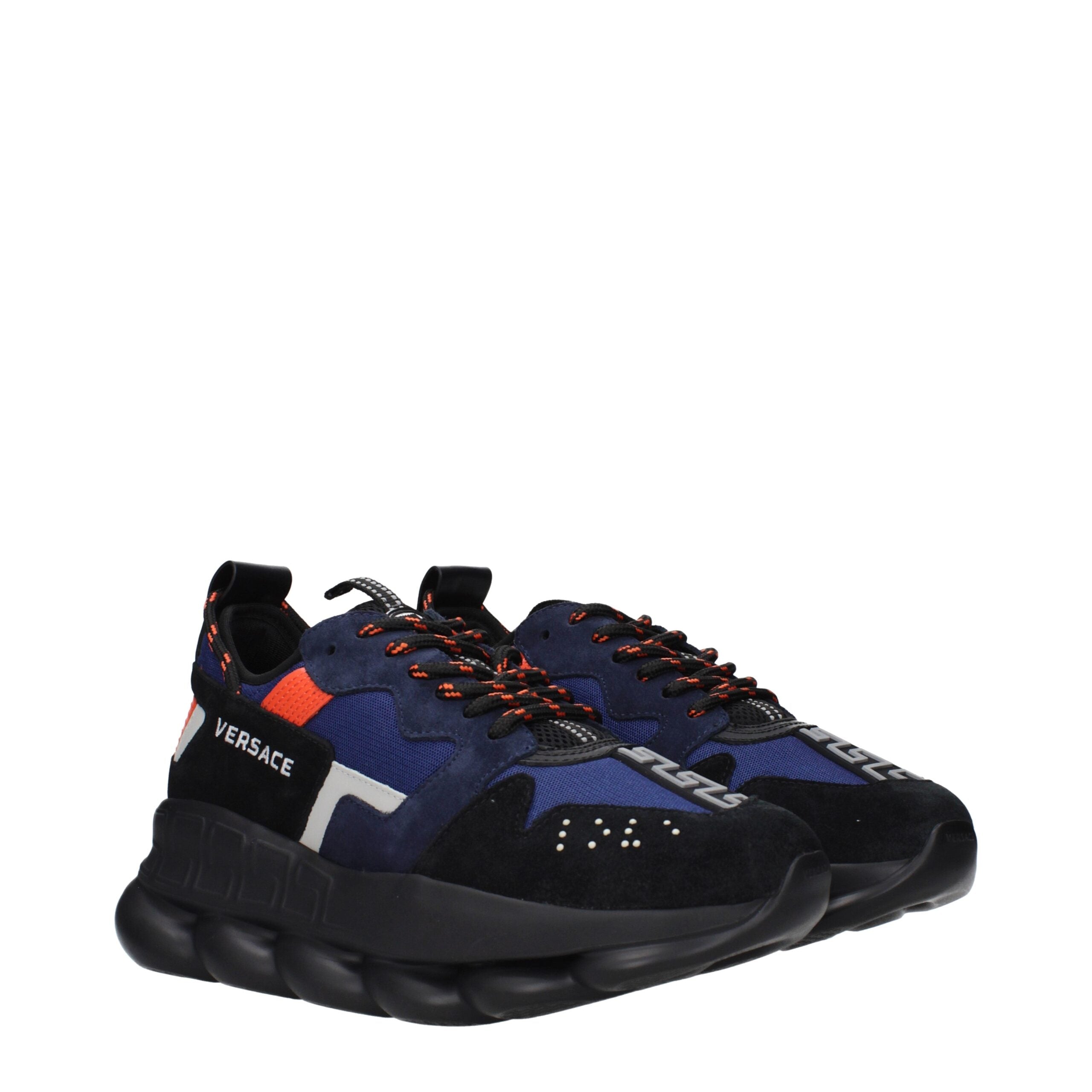 Versace Blue Fabric Athletic Sneakers