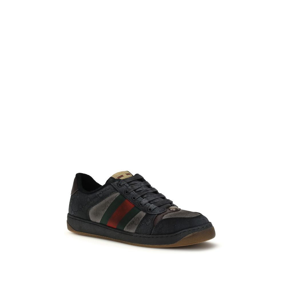 Gucci Black Calf Leather Bos Taurus Low Top Sneakers