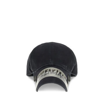 Balenciaga Black Cotton Cap (Baseball Hat)