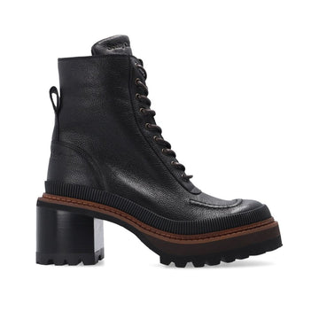 See By Chloé Black Calfskin Lace-Up Boots