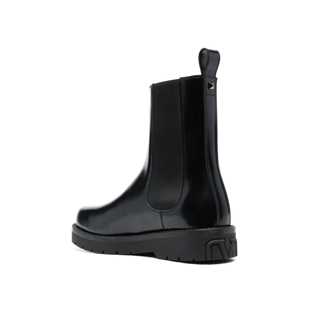 Valentino Garavani Black Leather Chelsea Boots