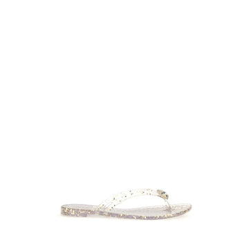 Casadei Gold Polyurethane Flat Sandals