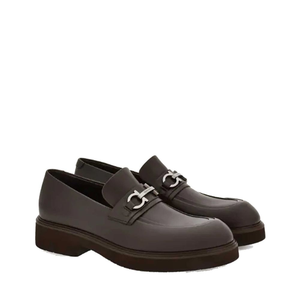 Salvatore Ferragamo Brown Calfskin Platform Loafers