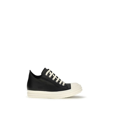 Rick Owens Black Calf Leather Bos Taurus Low Top Sneakers