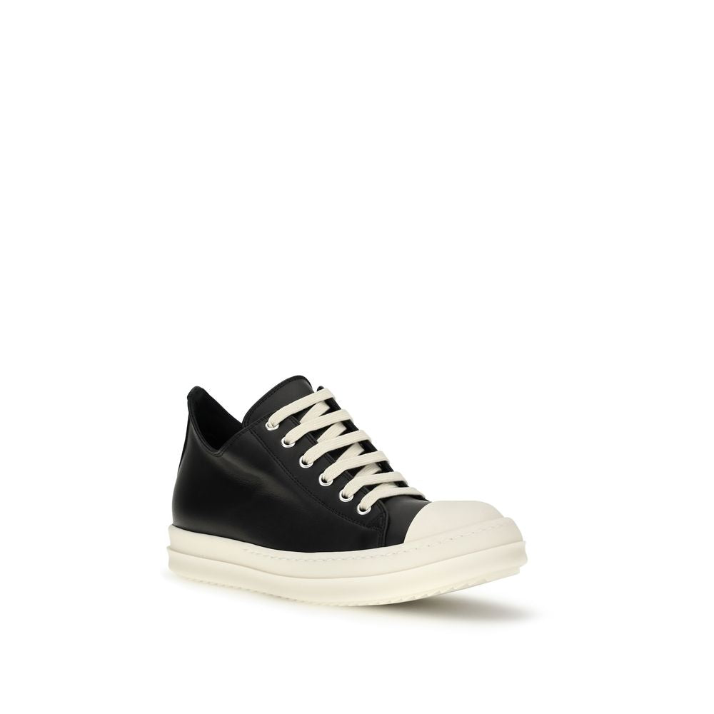Rick Owens Black Calf Leather Bos Taurus Low Top Sneakers