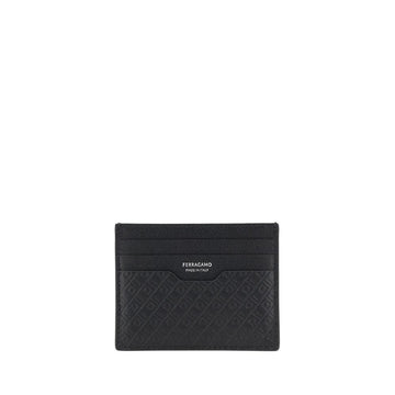Ferragamo Black Calf Leather Bos Taurus Wallet