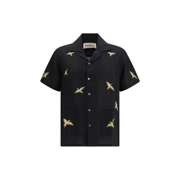Baziszt Black Cotton Pattern Shirt