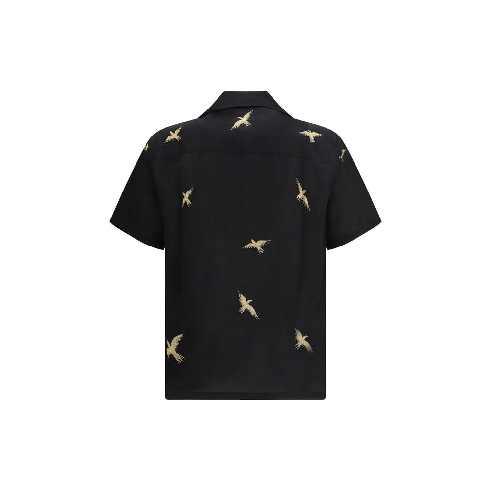 Baziszt Black Cotton Pattern Shirt