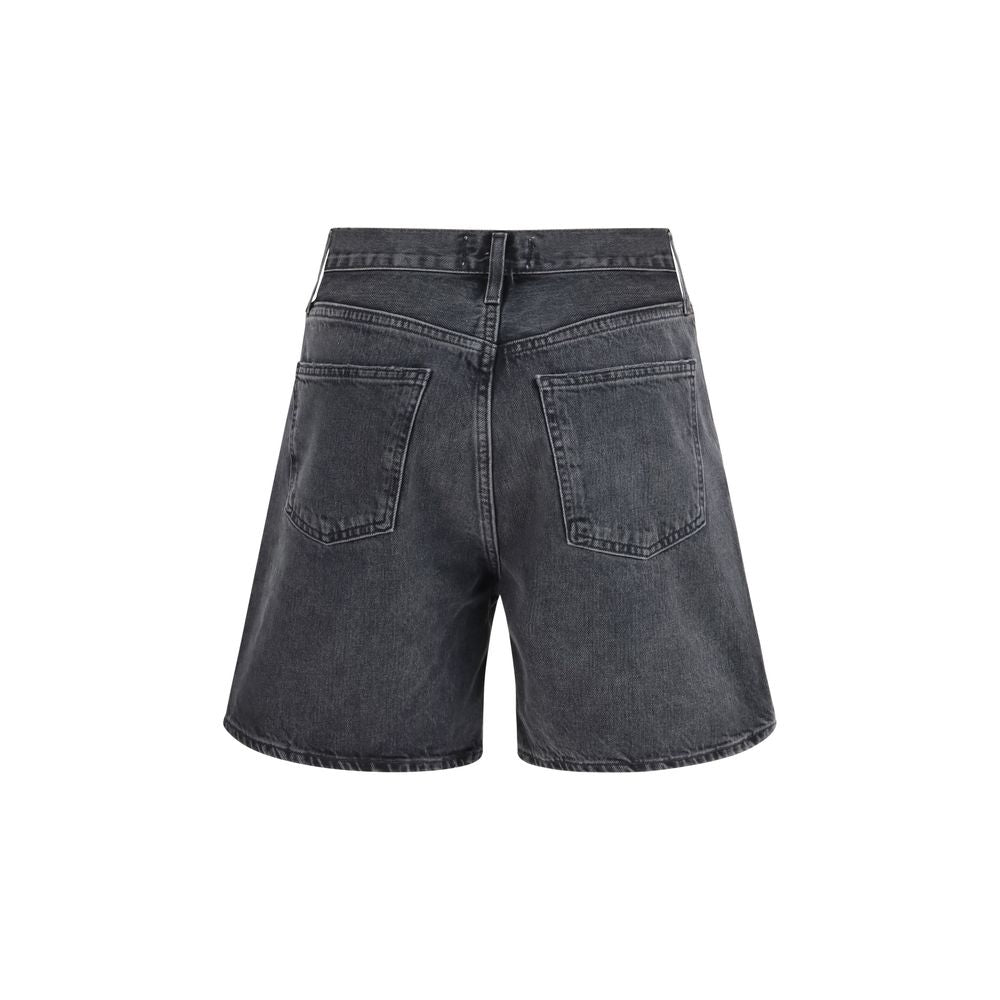 Agolde Black Cotton Bermuda Shorts