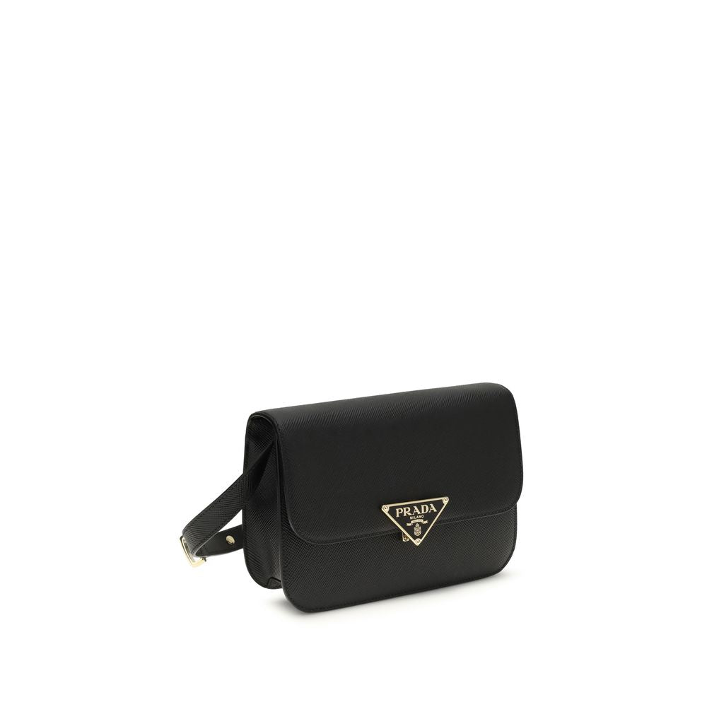 Prada Black Calf Leather Bos Taurus Shoulder Bag
