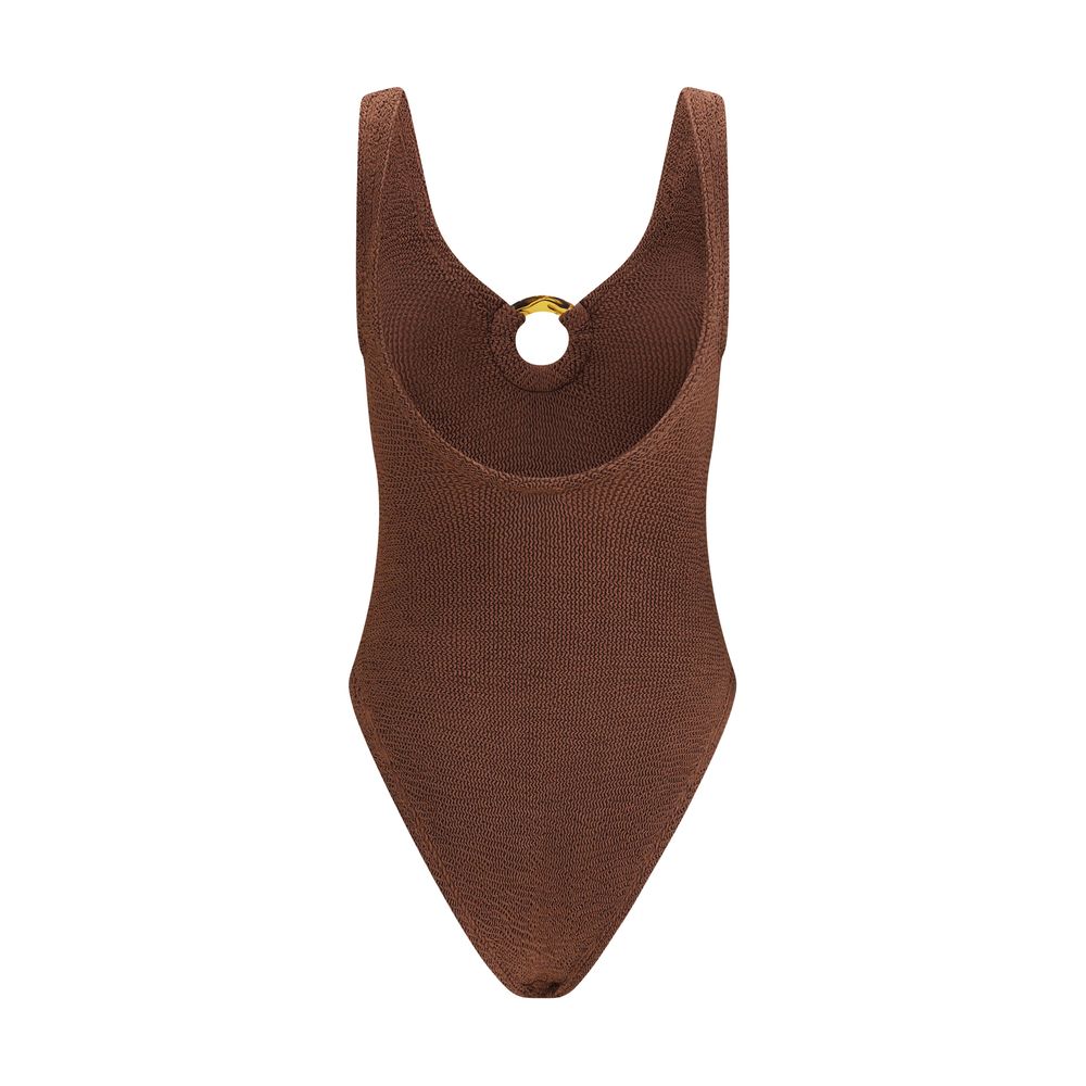 Hunza G Brown Polyamide One-Piece Swimsuit