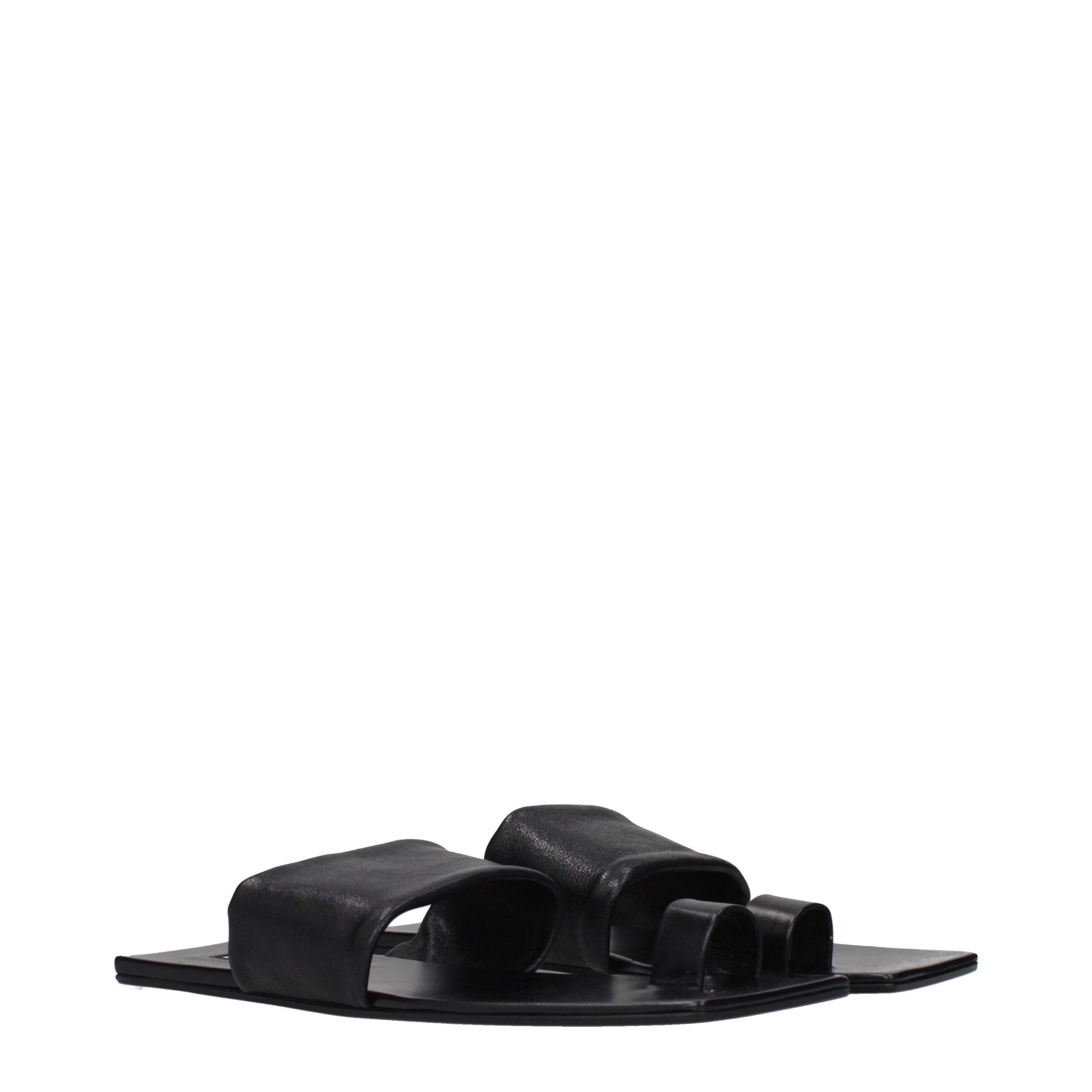 Jil Sander Black Leather Sandals